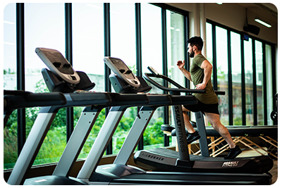 Man exercising on treadmill