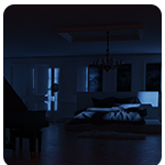 A dark bedroom