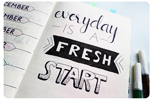 Text everyday is a fresh start in a journal